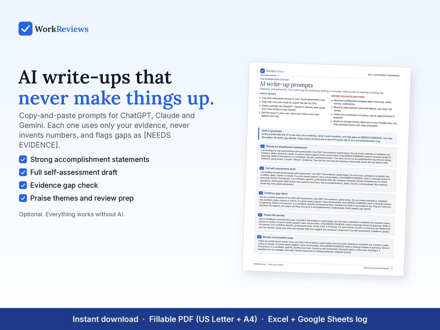 AI write-up prompts page